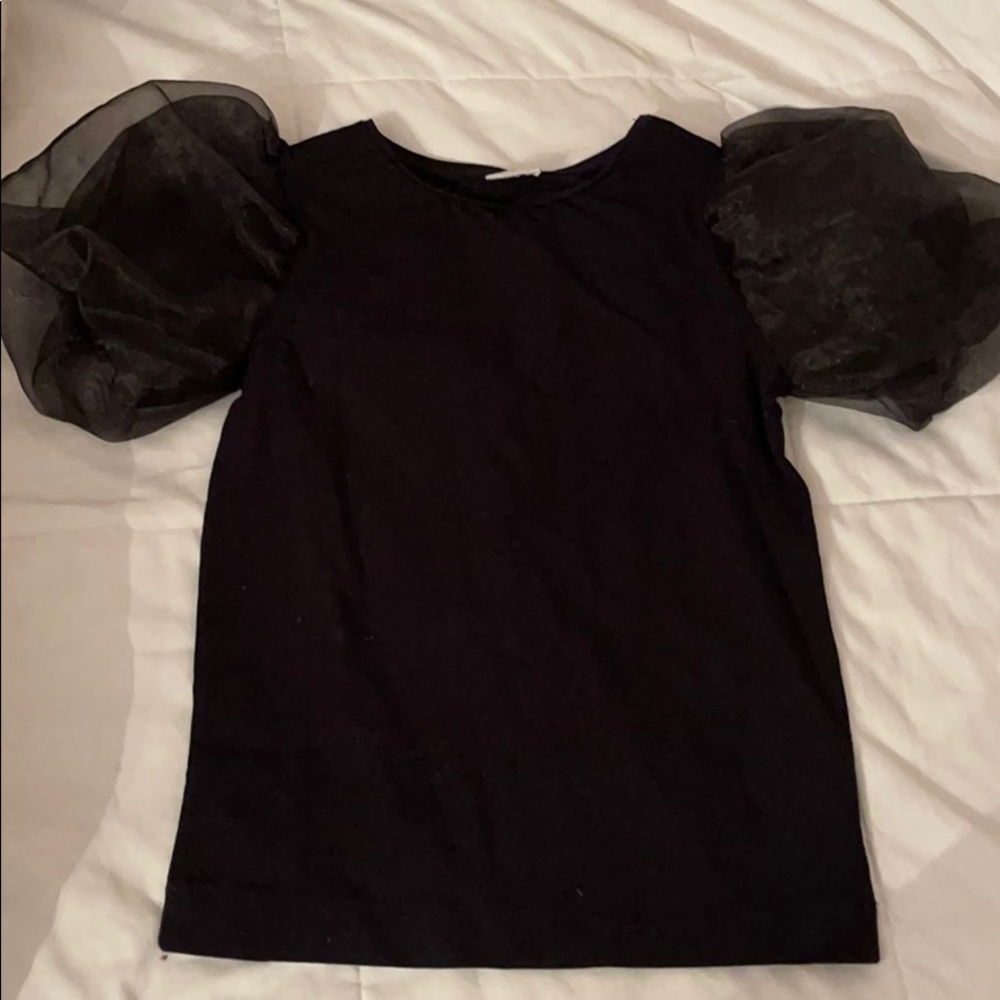 Black top with accent sleeves